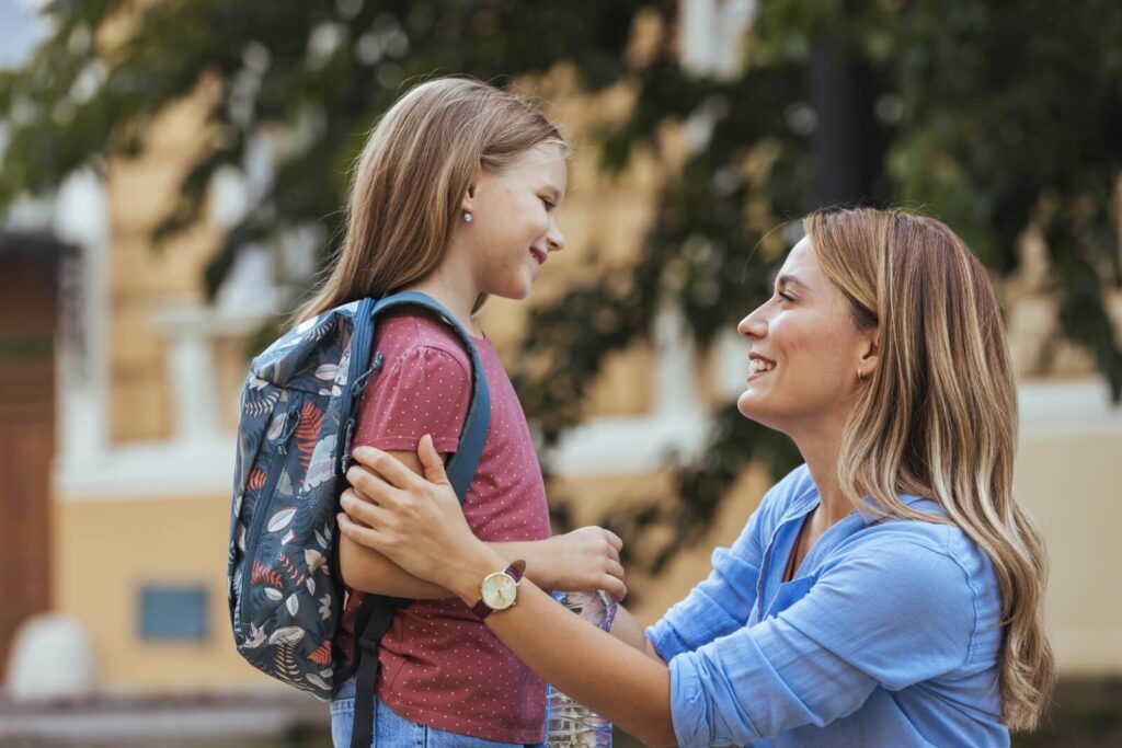 Mother checks in on her daughter after school