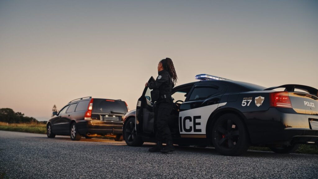 policewoman pulls over suspected drunk driver